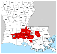 Map of Declared Counties for Disaster 1521