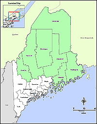 Map of Declared Counties for Emergency 3194