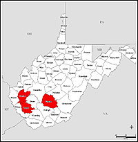 Map of Declared Counties for Disaster 1536