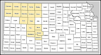 Map of Declared Counties for Disaster 1626