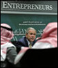 President George W. Bush participates in a roundtable discussion with Saudi entrepreneurs Tuesday, Jan. 15, 2008, at the United States Embassy in Riyadh. White House photo by Chris Greenberg