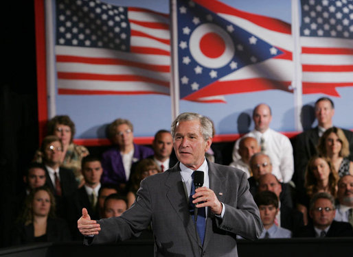President George W. Bush addresses his remarks Tuesday, July 10, 2007, to the Greater Cleveland Partnership in Cleveland, Ohio, where he also took questions from the audience. White House photo by Chris Greenberg