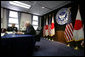 Vice President Dick Cheney meets with senior U.S. and Japanese military leaders Wednesday, Feb. 21, 2007, at Yokosuka Naval Base in Japan. White House photo by David Bohrer