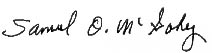 [graphic] signature of Sam McGahey