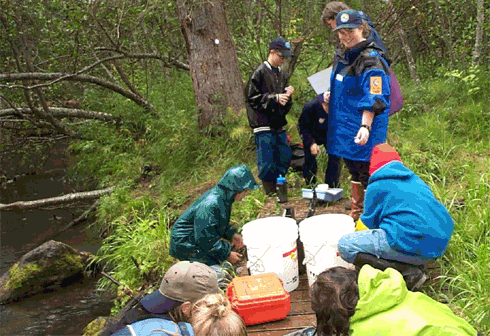 Students working on Adopt-a-Stream project. Photo Credit:  USFWS.