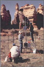 Photo of scientists working with CLIM-MET station