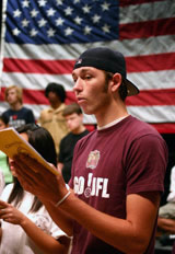 photo of student singing