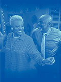 Image of an elderly couple are dancing.