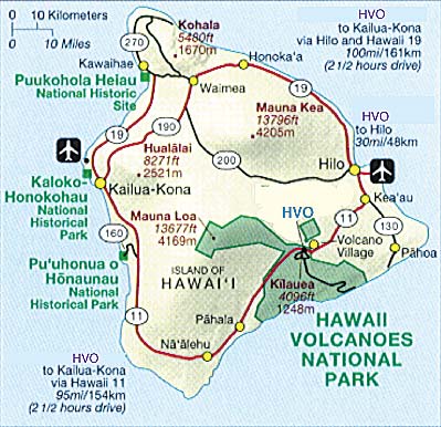 Map of Island of Hawai`i