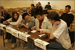 Photo of high school students from Legacy High testing their science and math knowledge during the 2005 Science Bowl.