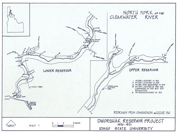 Map of the Dworshak Reservoir Project 1970-71, Idaho State University