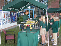 Kate Ciembronowicz talks to students about a submersible.