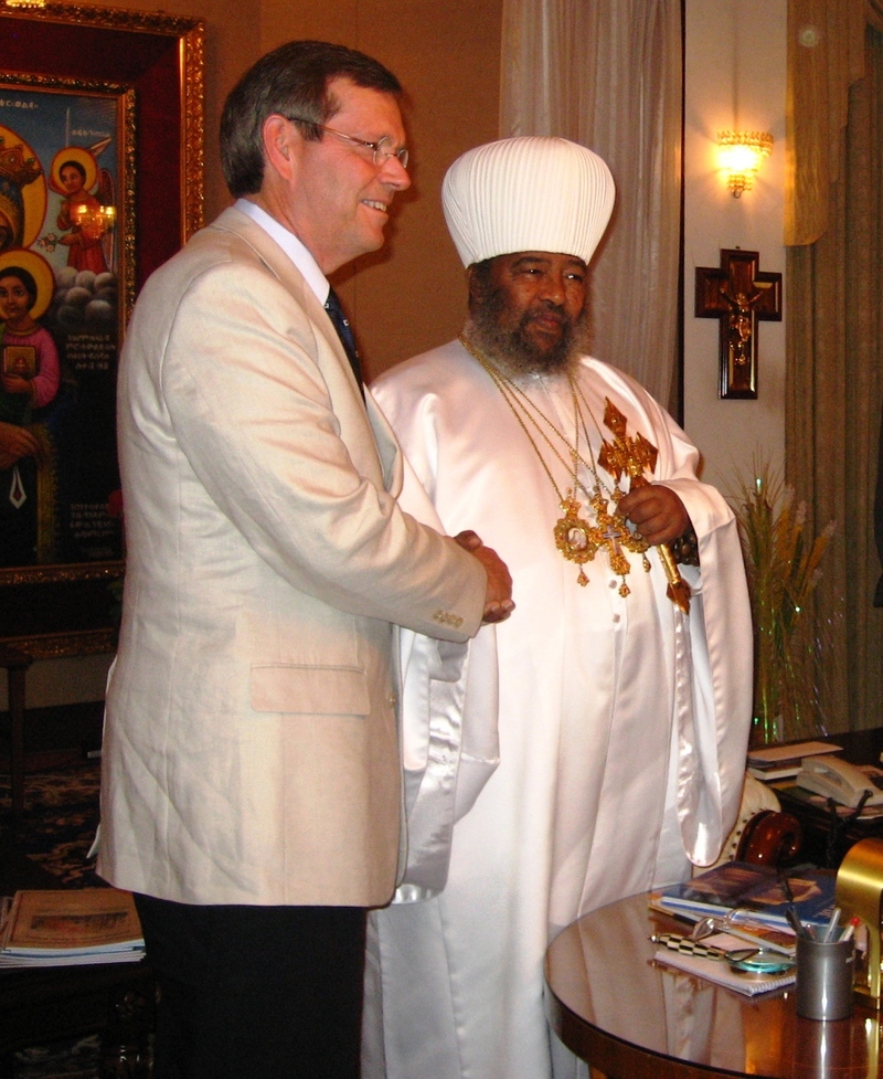 HHS Secretary Mike Leavitt and His Holiness Abune Paulos, Patriarch of the Ethiopian Orthodox Church