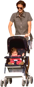 photo of woman pushing baby in stroller
