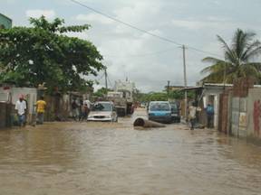 Photo of flooding in Luanda which delayed shipments of ACTs.