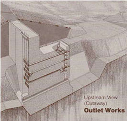 Graphic- Cutaway view of SRS Outlet Structure, brownish tones. 