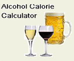 Alcohol calories calculator: picture of beer stein and glasses of red and white wine.