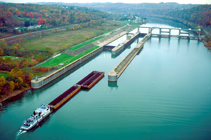 Aerial image of Maxwell Locks and Dam, Monongahela River