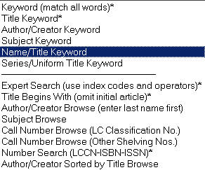 Name/Title Keyword screen