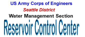 White logo with text US
    Army Corps of Engineers, Seattle District, Water Management Section,
    Reservoir Control Center