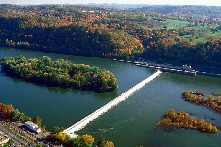 Aerial image of C.W. Bill Young Lock and Dam, Allegheny River