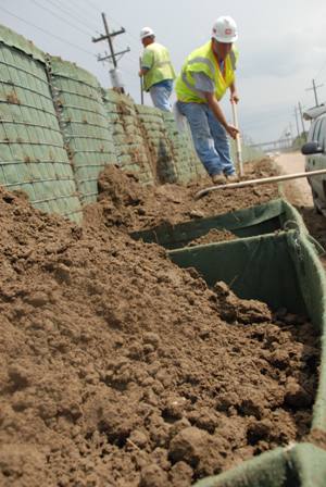 Preparing additional protection in preparation for Hurricane Gustav.