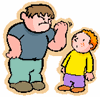 Large boy bullying a smaller boy.