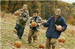 the kids with pumpkins