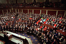 President Bush giving the State of the Union Address before Congress.