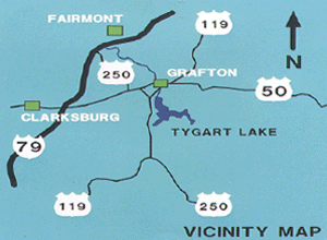 Graphic Vicinity Map of Tygart Lake and Surrounding Areas