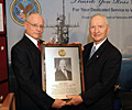 VA Secretary James B. Peake, left, presents award to Ross Perot.  Click image to enlarge.
