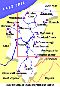 Graphic image of Pittsburgh District and Project Locations