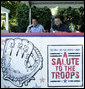 Brian Kilmeade, Co-Host, Fox & Friends Fox News Channel, left, and Tim McCarver, Fox-Sports Broadcaster, Former MLB All-Star & World Series Champion, announce the Tee Ball on the South Lawn: A Salute to the Troops game Sunday, Sept. 7, 2008, on the South Lawn of the White House. White House photo by Grant Miller