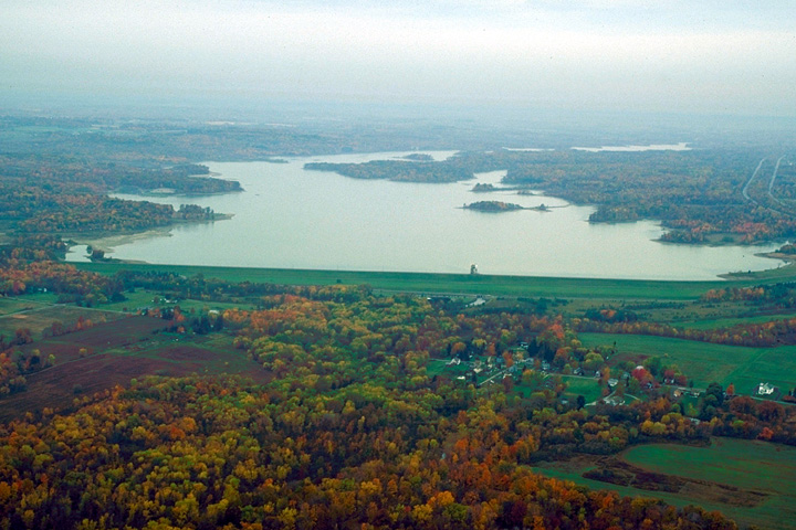 Aerial image of Michael J. Kirwan Dam and Reservoir