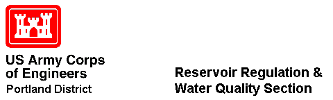 US Army Corps of Engineers,
     Portland District, Reservoir Regulation and Water Quality Section