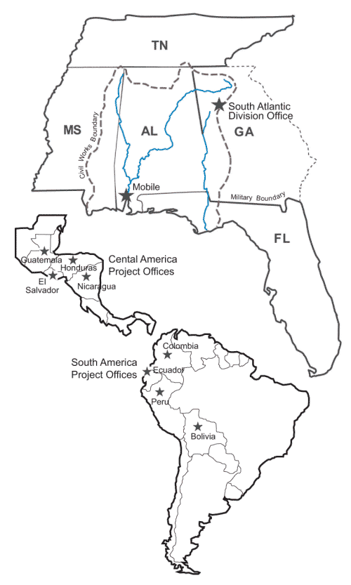 Mobile District Civil and Military boundaries.