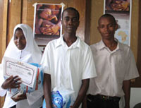 Photo of the three essay contest winners, left to right, Halima, Ismail and Ali. 