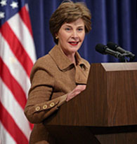 Photo of Mrs. Laura Bush talks about controlling malaria in Africa during a roundtable discussion with organizations and faith-based groups who combat the disease on February 15, 2007. 