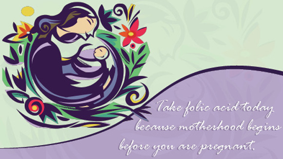 This card shows an illustration of mother and infant and says, 