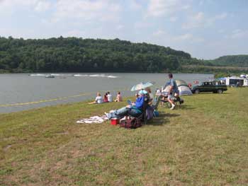 Photo of visitors at the lake.