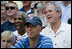  President George W. Bush and baseball Hall of Famer Frank Robinson, left, cheer on players participating in the Tee Ball on the South Lawn All-Star Game Wednesday, July 16, 2008, where the teams Eastern U.S. vs.Central U.S., and Southern U.S. vs. Western U.S., played in an afternoon doubleheader at the White House.