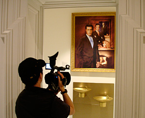 Stephen Colbert's portrait hangs at NPG