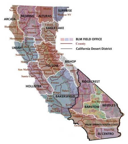Map of California outlining Field Office boundaries