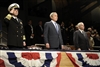 Adm. Mike Mullen, President George W. Bush and Secretary Gates stand during the Armed Forces Full Honor Farewell to the President.
