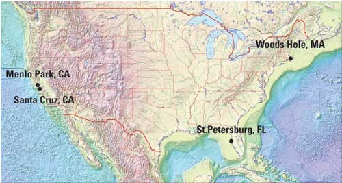 Map of USGS CMG Field Centers