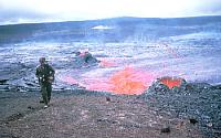 View of episode-50 vent from the southwest flank of Pu`u `O`o, Kilauea Volcano, Hawai`i