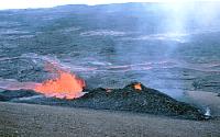 View of episode-50 vent from the southwest flank of Pu`u `O`o, Kilauea Volcano, Hawai`i