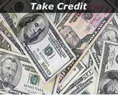 Pile of Paper Money - " Take Credit"