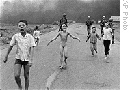 Kim Phuc, with arms outstreached, in famous 1972 photograph from Vietnam war taken by Nick Ut
