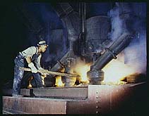 Electric phosphate smelting furnace used to make elemental phosphorus in a TVA chemical plant in the vicinity of Muscle Shoals, Alabama